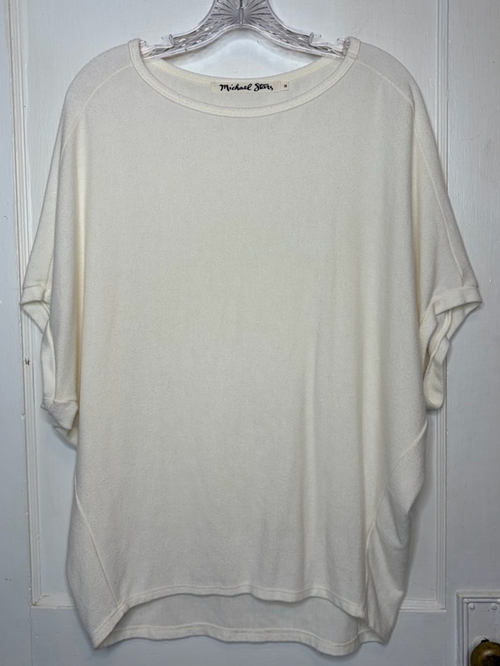 Michael Stars Verna White Pullover Dolman Sleeve Brushed Jersey Knit Top Sz M